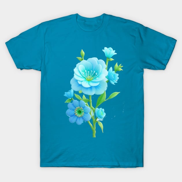 LIGHT BLUE FLOWER T-Shirt by HTA DESIGNS